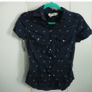 Anchor print button up